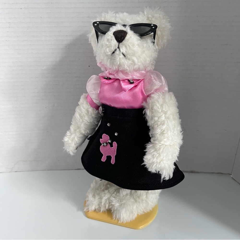 Plush White Bear in Pink Top & Black Skirt Kids Toy